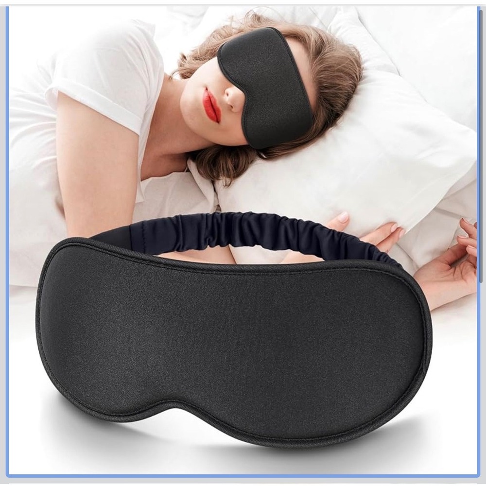 3D Sleep‎ Eye Mask Black Memory Foam Contoured Blackout Adjustable Strap